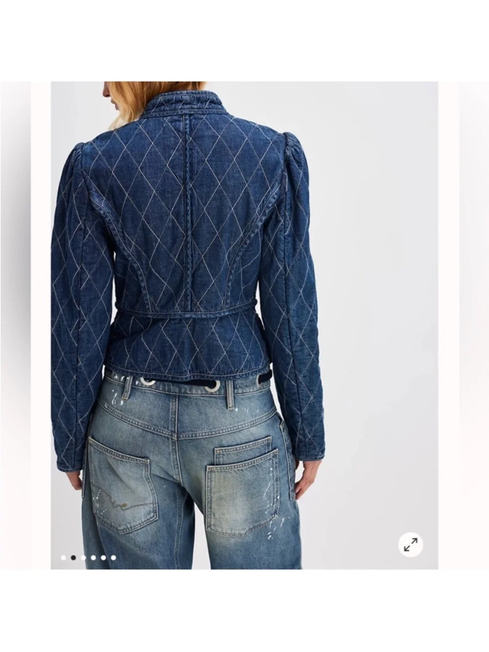 NEW Free People Peggy Quilted Denim Jacket Small - Picture 2 of 10